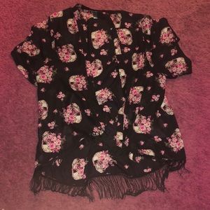 Hot Topic Floral Skull Kimono